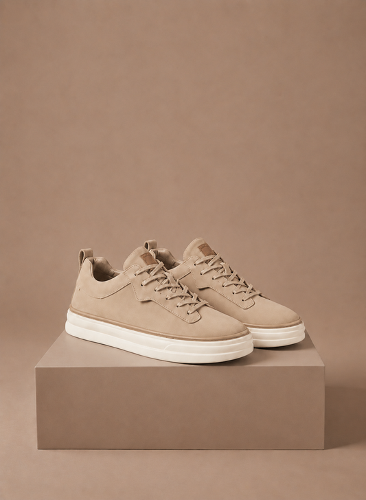 Komfrt Men's Classic Suede Slip-Ons – Beige
