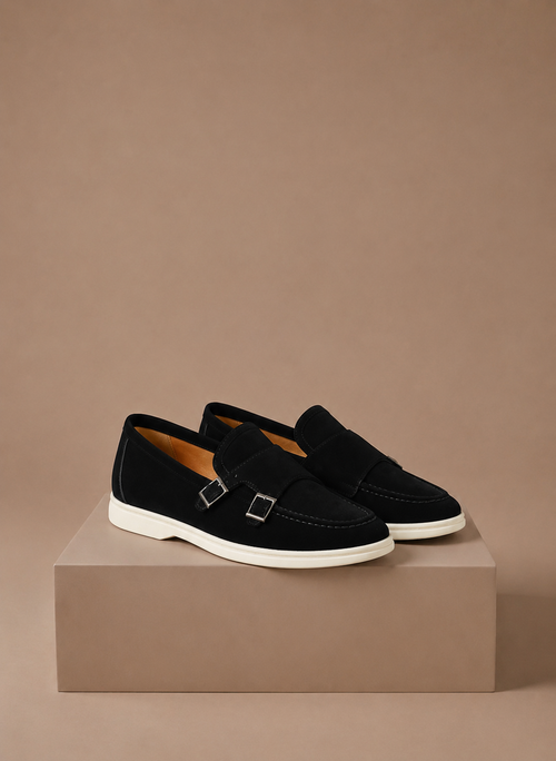 Komfrt Men's Lightweight Suede Loafers – Black