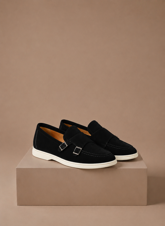 Komfrt Men's Lightweight Suede Loafers – Black