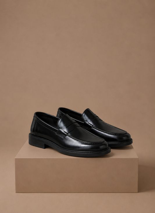 Komfrt Men's Classic Penny Loafers – Black