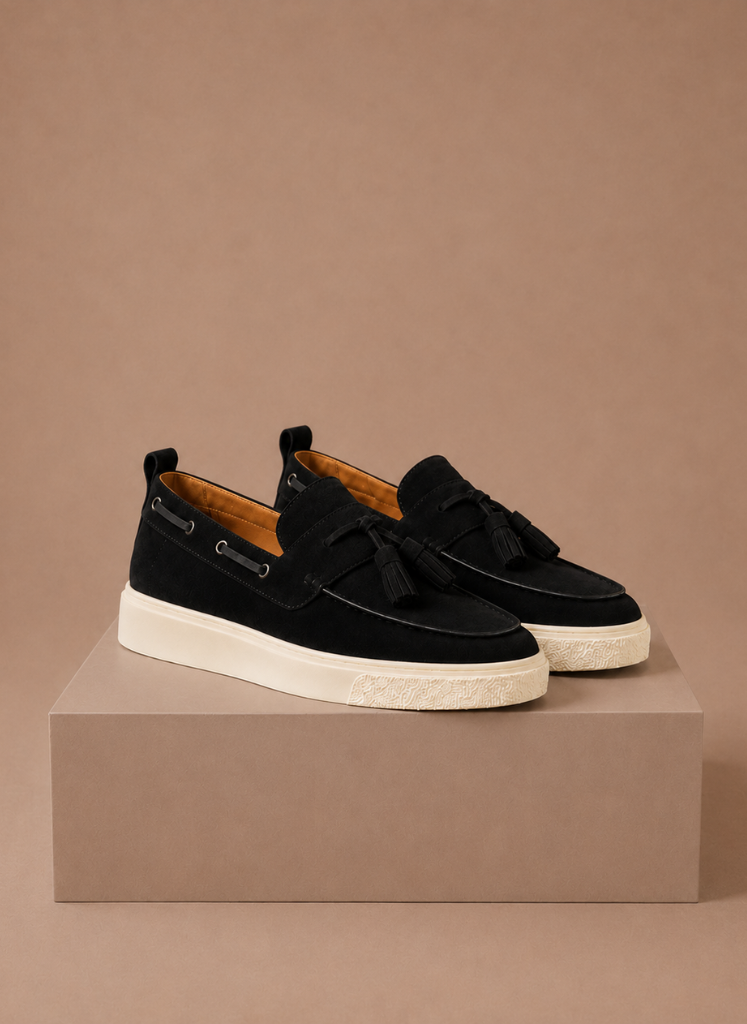 Komfrt Men's Tassel Loafer Sneakers – Black