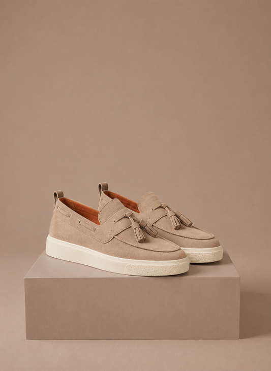 Komfrt Men's Tassel Loafer Sneakers – Beige