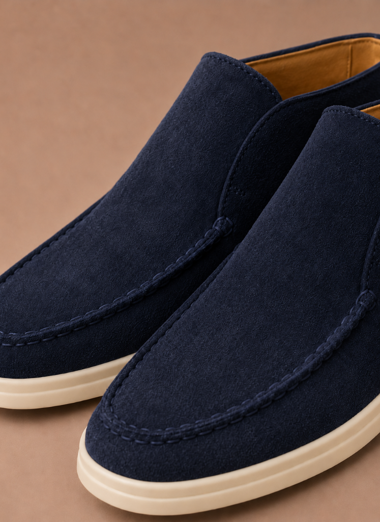 Komfrt Men's Suede Moc-Toe Ankle Loafers