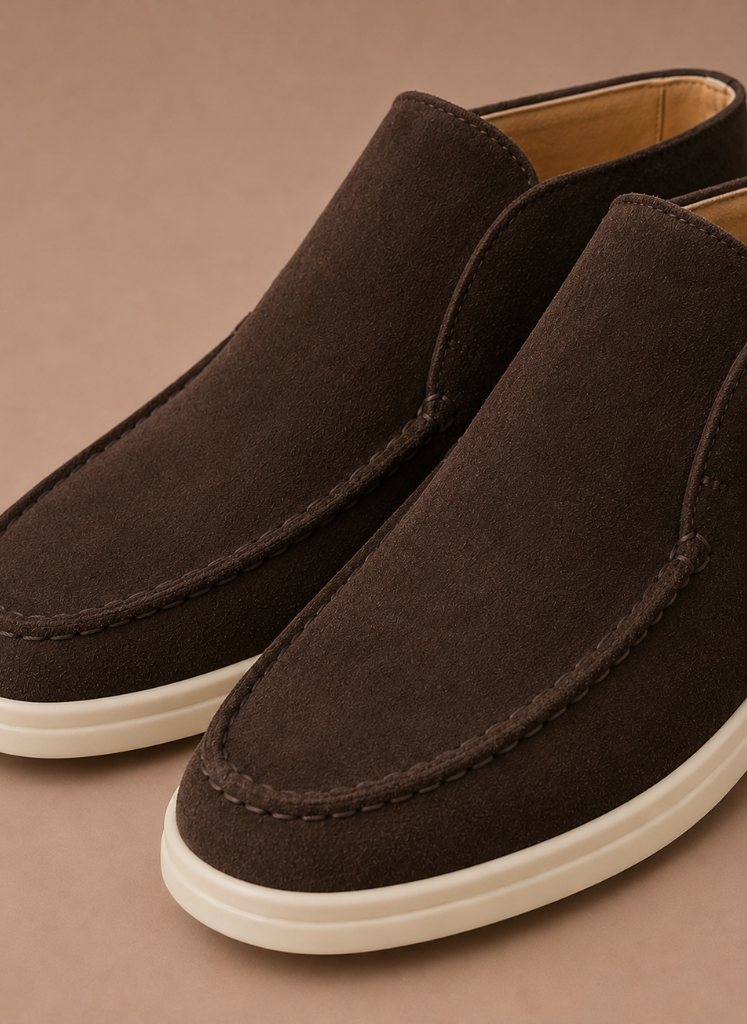 Komfrt Men's Suede Moc-Toe Ankle Loafers