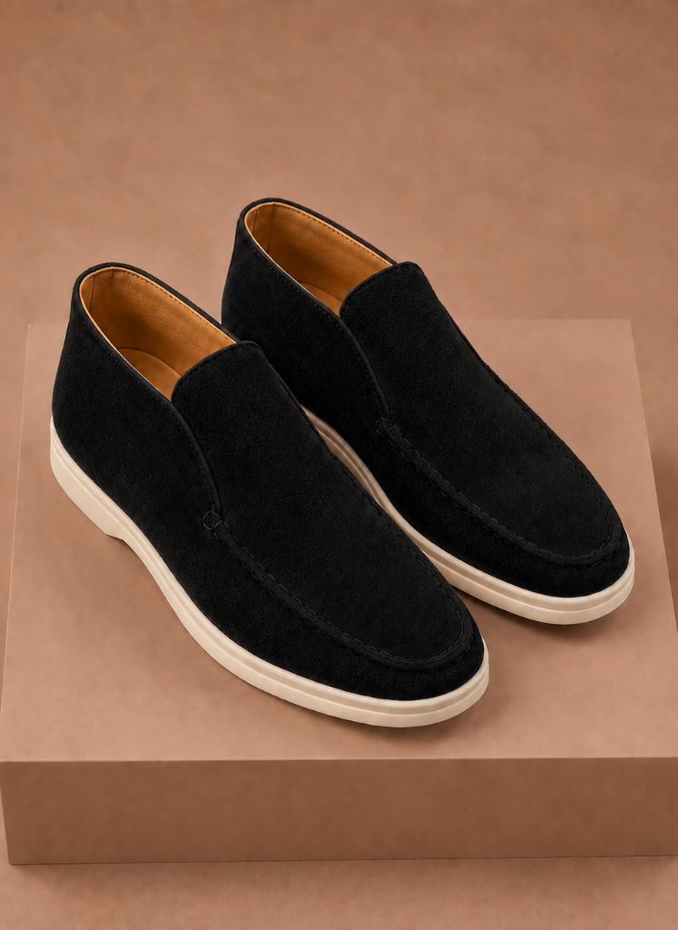 Komfrt Men's Suede Moc-Toe Ankle Loafers