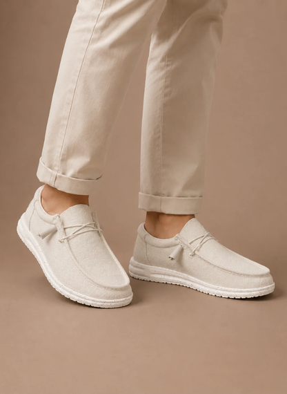 Komfrt Men's Breathable Summer Loafers – White