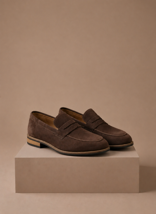 Komfrt Men's Suede Penny Loafers – Brown