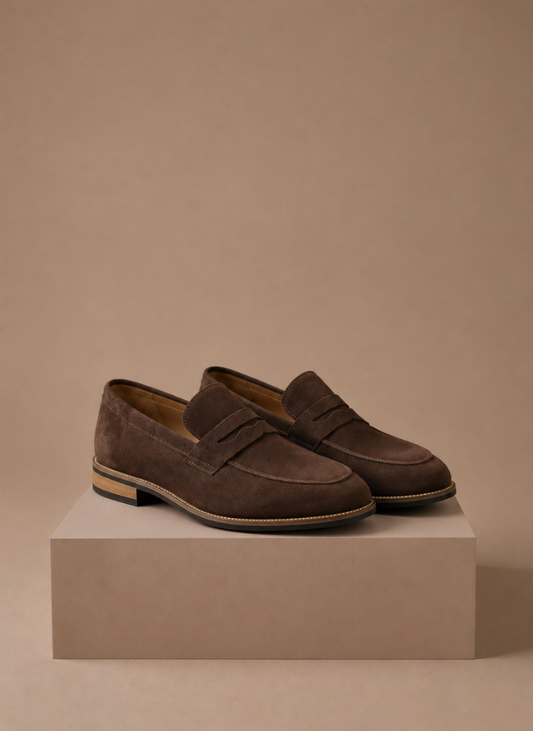 Komfrt Men's Suede Penny Loafers – Brown
