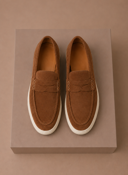 Komfrt Men's Lightweight Suede Penny Loafers