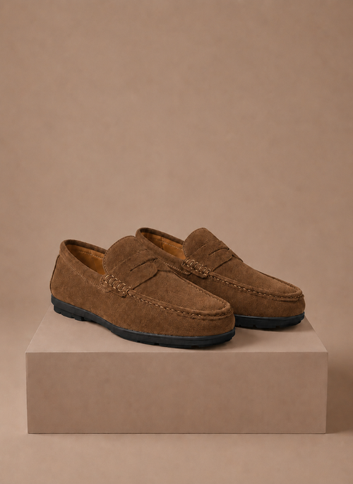 Komfrt Men's Suede Driving Loafers – Brown