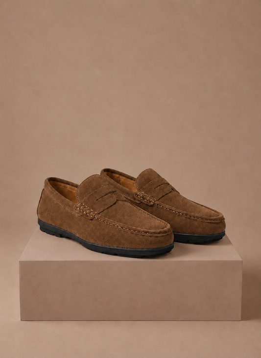 Komfrt Men's Suede Driving Loafers – Brown
