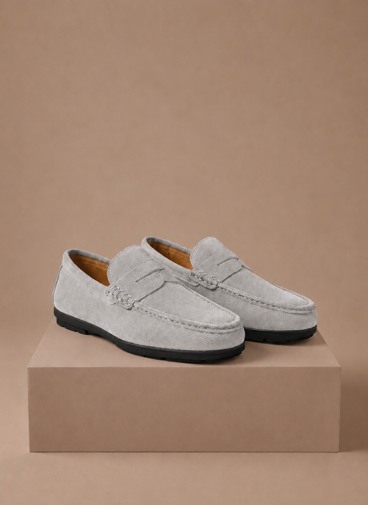 Komfrt Men's Suede Driving Loafers – Grey