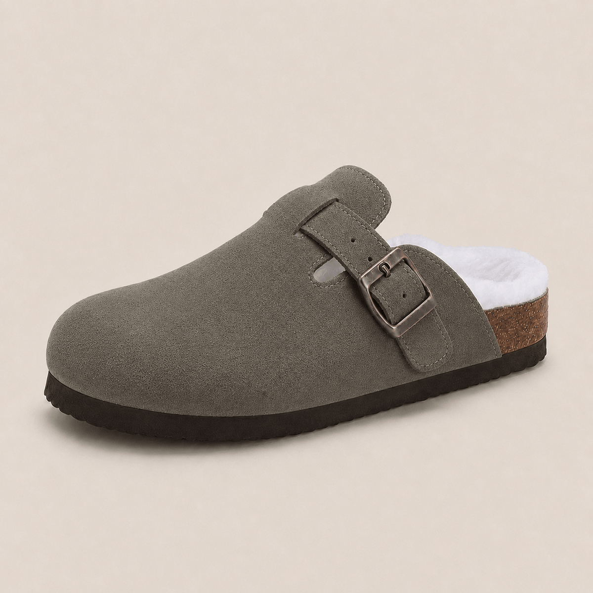 Komfrt Plush-Lined Suede Clogs – Army Green