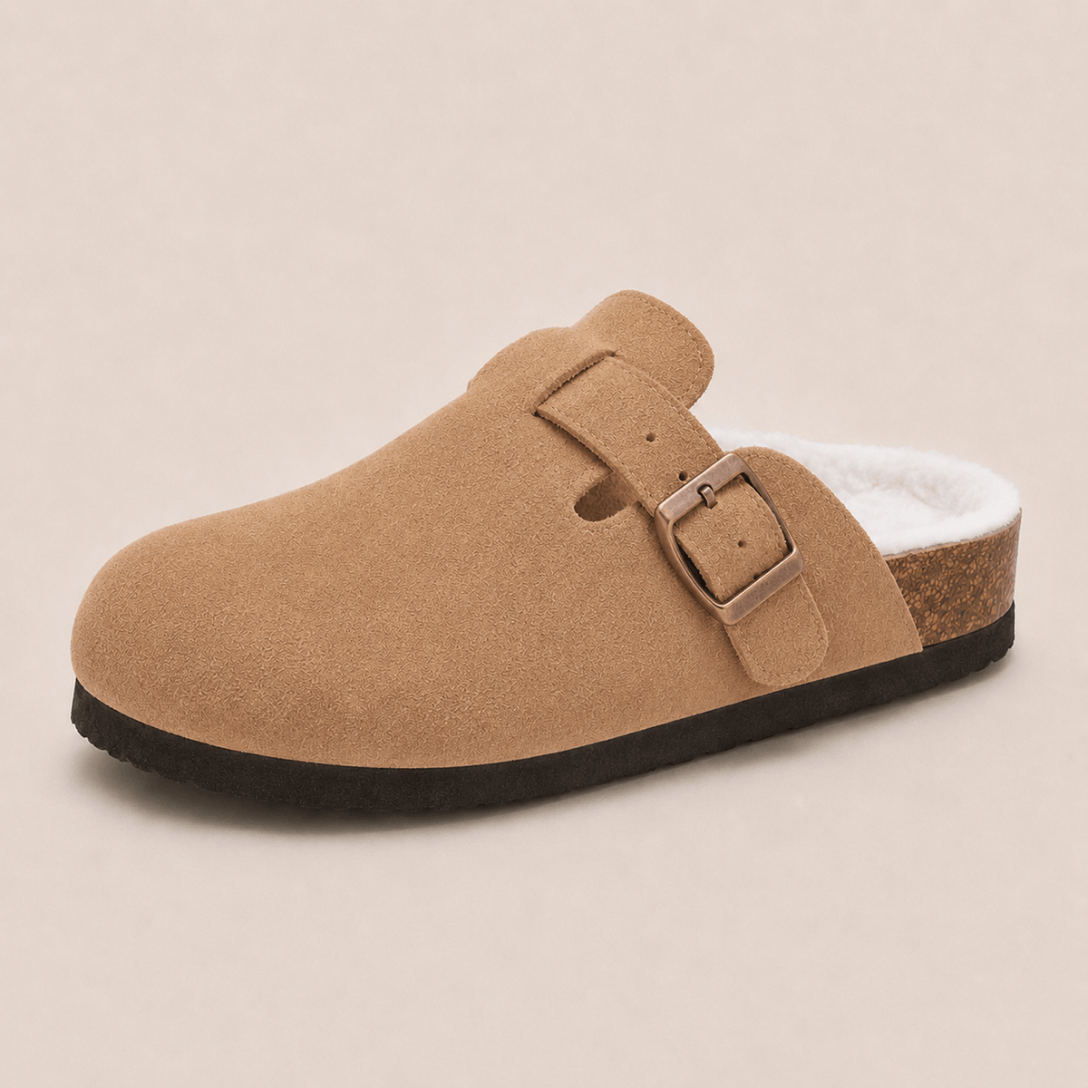 Komfrt Plush-Lined Suede Clogs – Brown