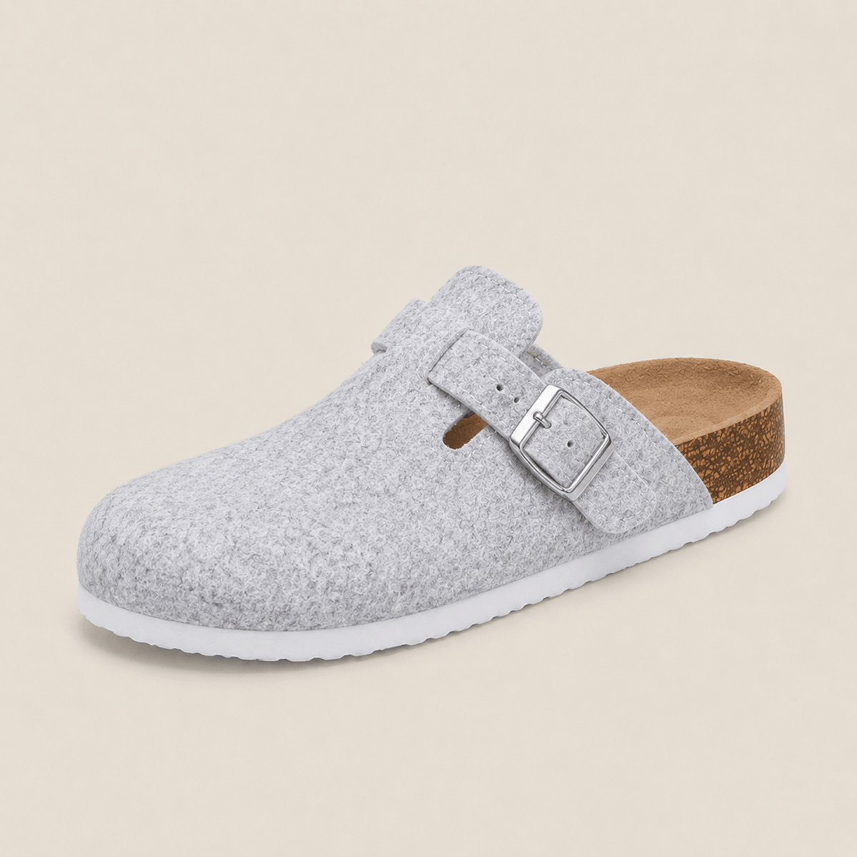 Komfrt Felt Clog Slippers – Light Grey