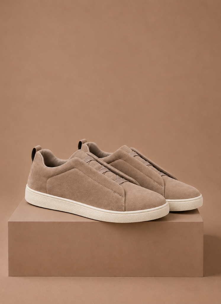 Komfrt Men's Laceless Suede Sneakers – Beige