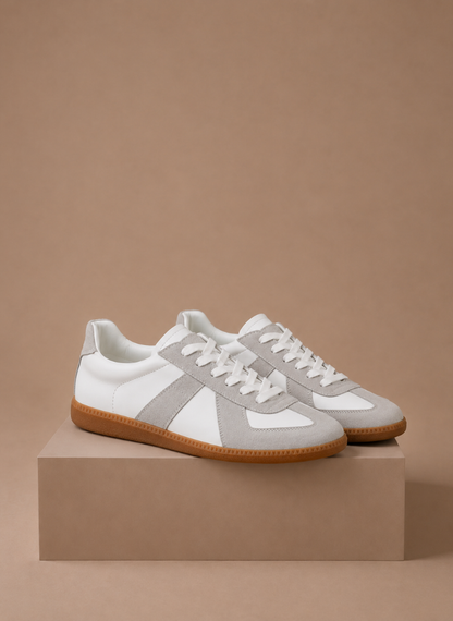 Komfrt Men's Low-Top Suede Sneakers – White