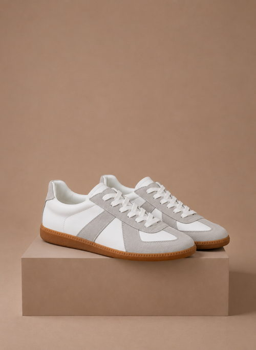 Komfrt Men's Low-Top Suede Sneakers – White