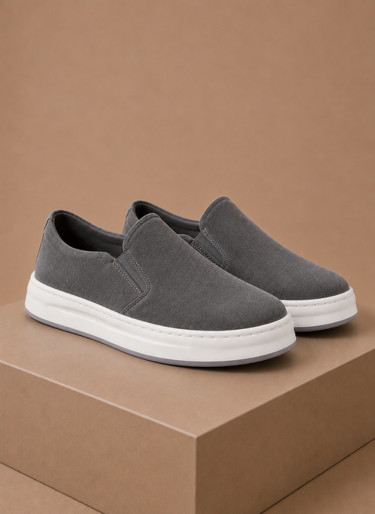 Komfrt Men's Elastic Suede Slip-On Sneakers – Grey