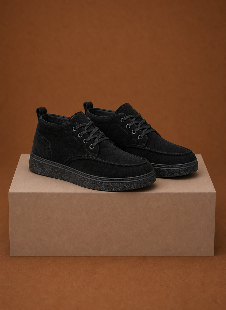 Komfrt Men's Casual Lace-Up Sneakers – Black