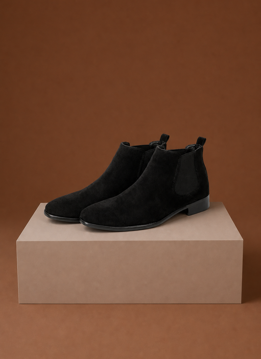 Komfrt Men's Suede Chelsea Boots – Black
