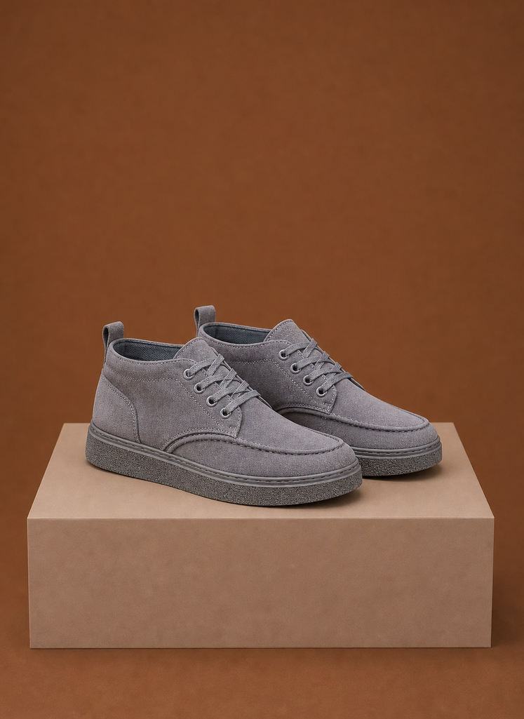 Komfrt Men's Casual Lace-Up Sneakers – Grey