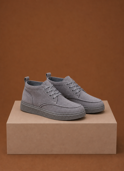 Komfrt Men's Casual Lace-Up Sneakers – Grey