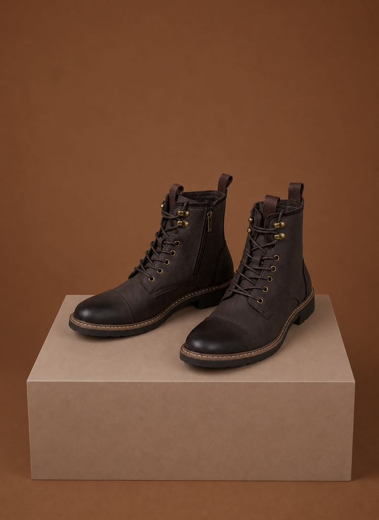 Komfrt Men's Lace-Up Combat Boots – Brown