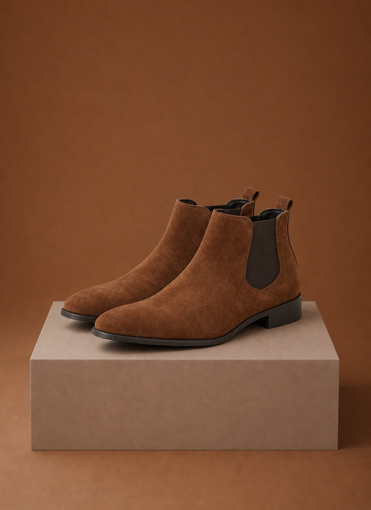 Komfrt Men's Suede Chelsea Boots – Brown