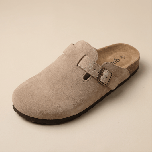 Komfrt Suede Clogs – Taupe